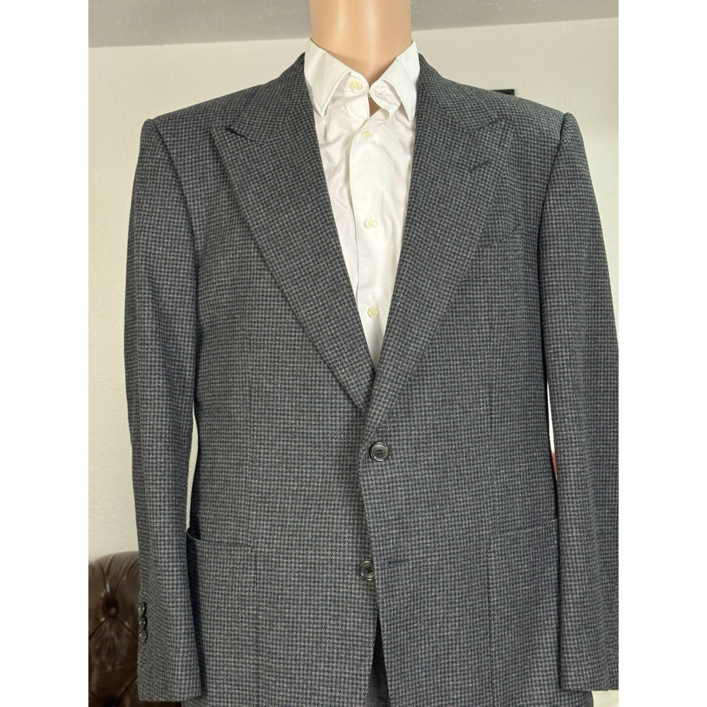 Tom Ford Gray Houndstooth Tweed Peak Lapel Blazer Sportcoat 54 44R Windsor